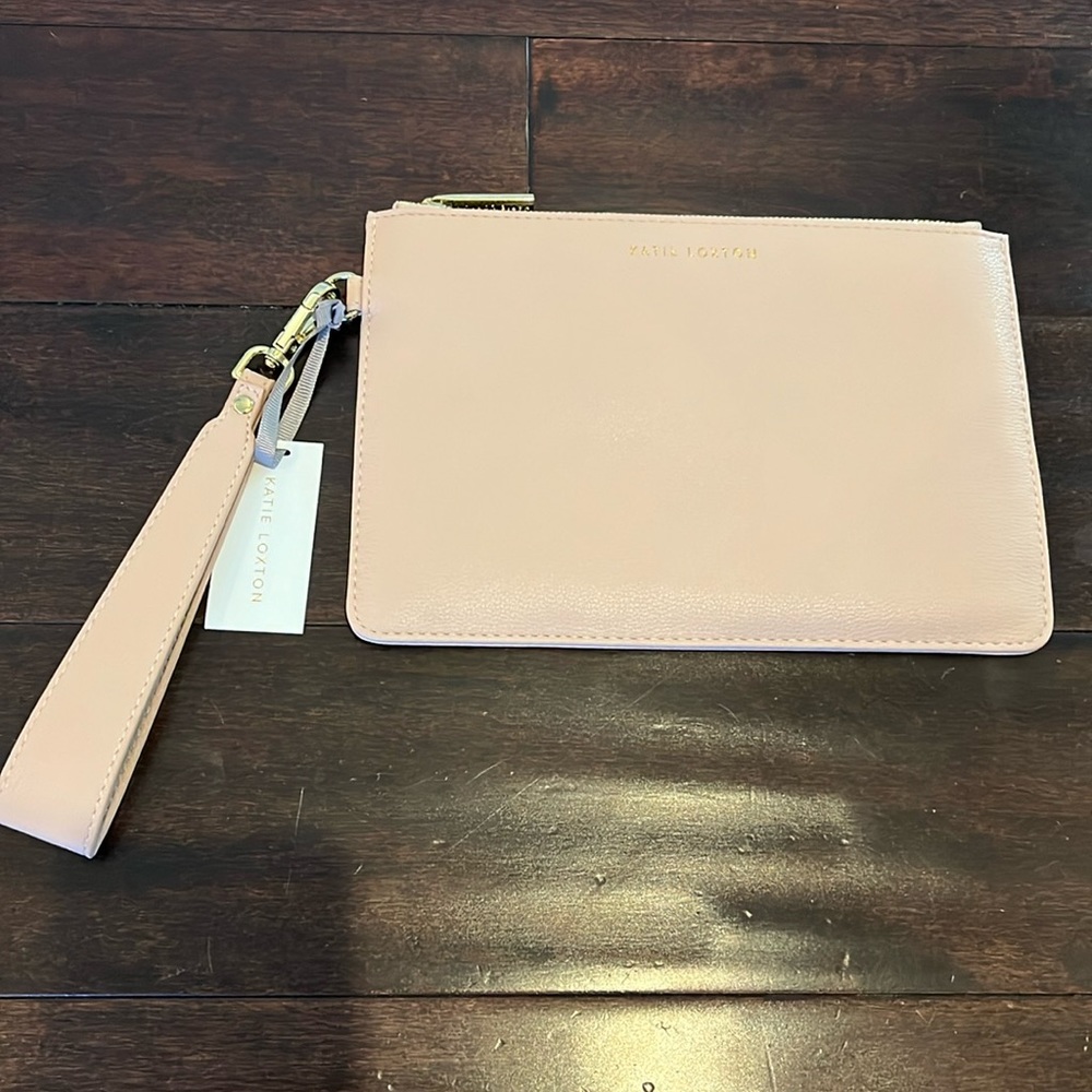 Katie Laxton pink clutch wristlet